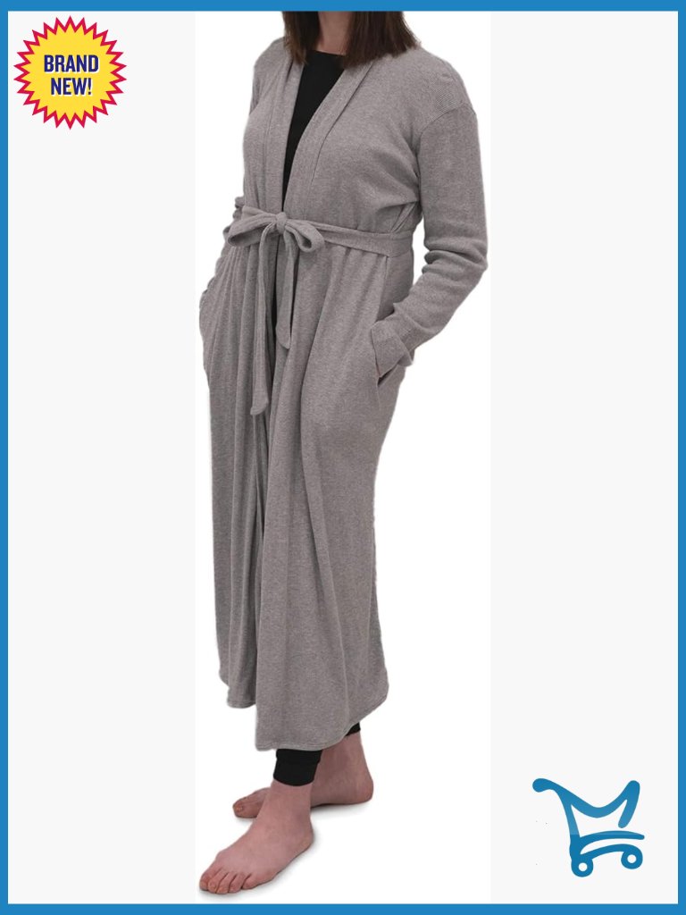 Organic Cotton Maternity Robe, Shawl Collar, Nursing, Postpartum, Loungewear
